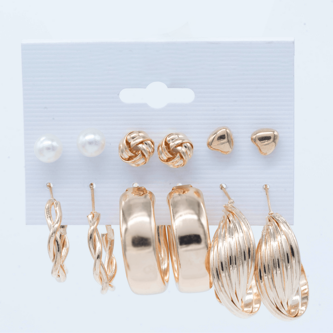 Golden Aura Combo- Set of 6 Earrings